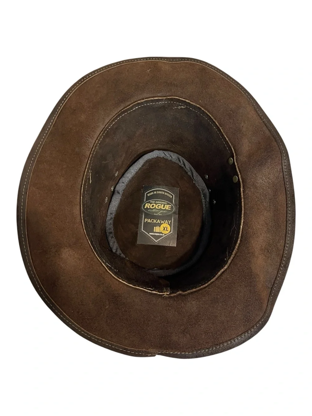 Rogue Men’s Hat Packable Packaway Style Solid Brown Oiled Leather xl